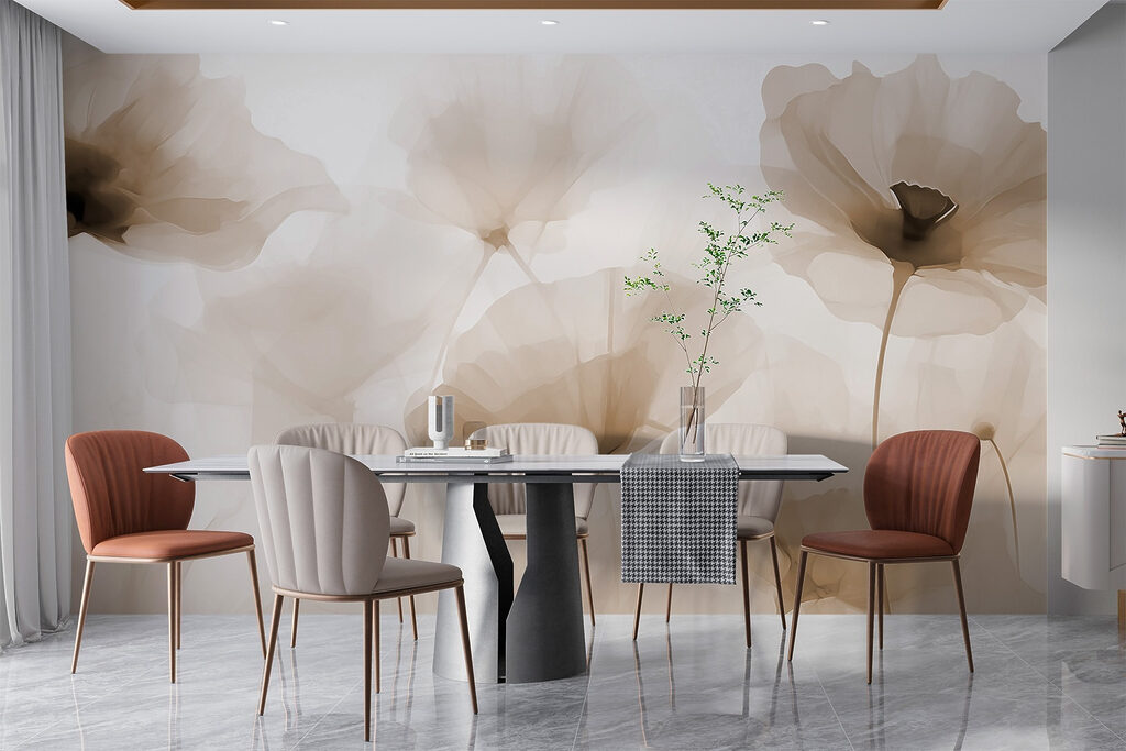 Donkere bloemharten tussen beige — interieur 3
