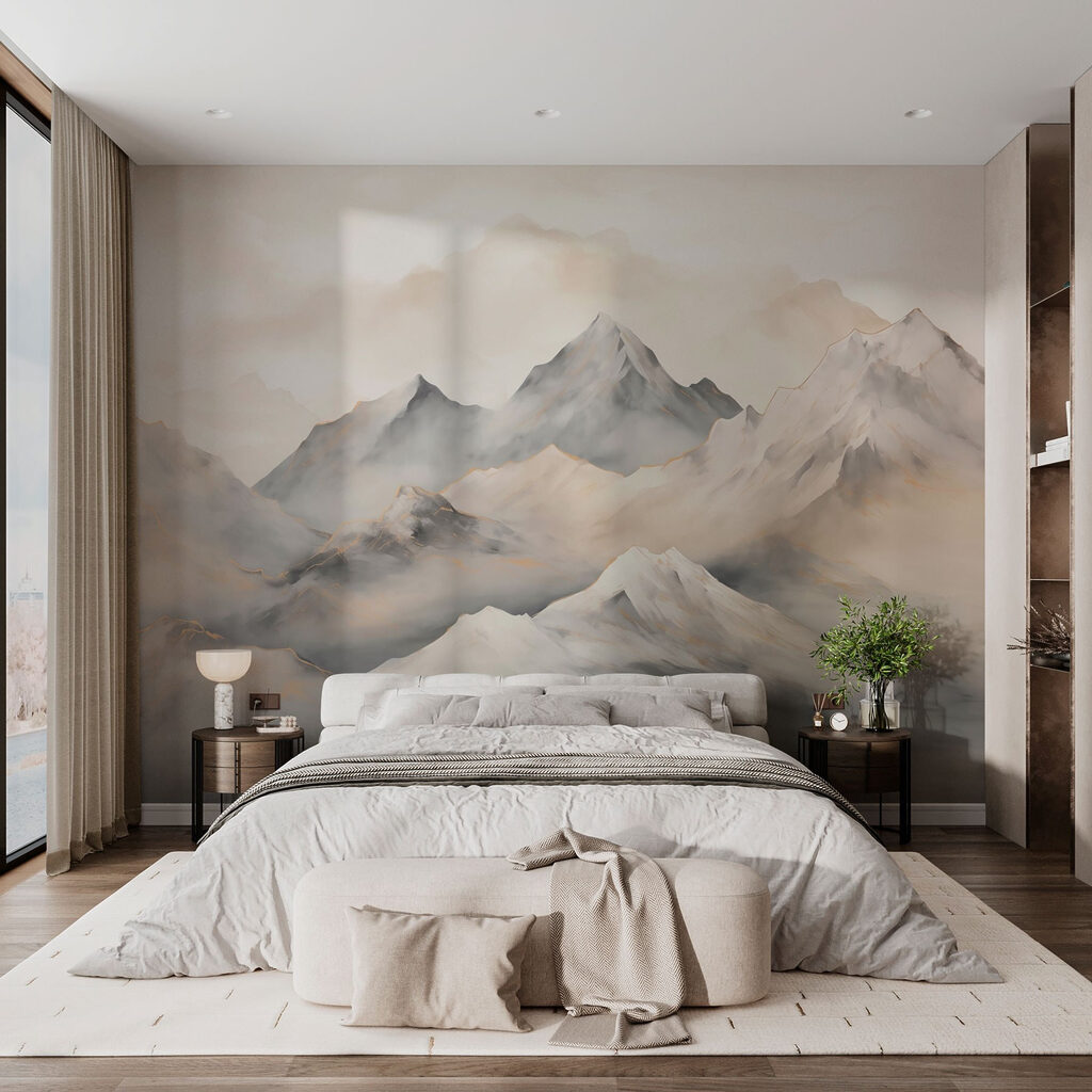 Schilderij van bergen met wolken — interieur 1