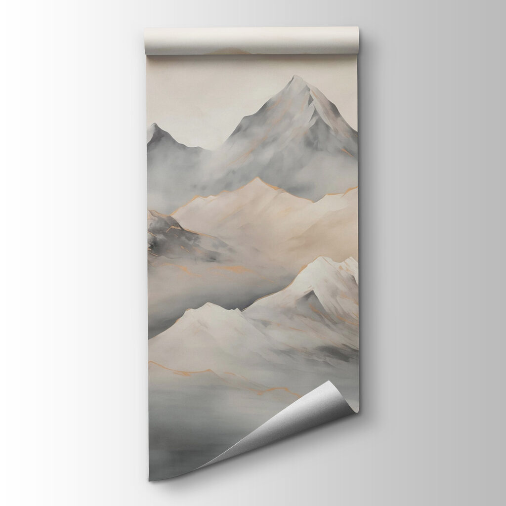 Schilderij van bergen met wolken — productweergave
