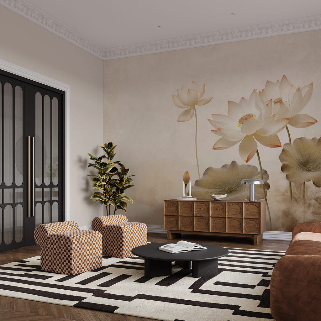 Lotussen op verweerde achtergrond — interieur 2