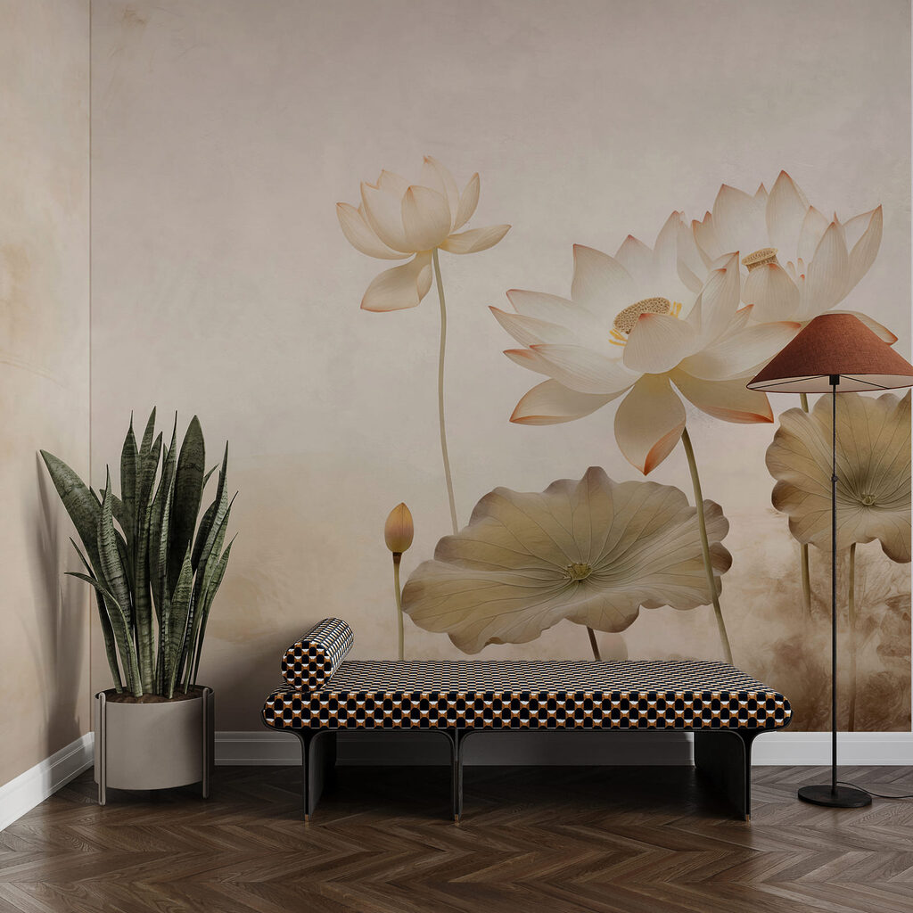 Lotussen op verweerde achtergrond — interieur 1