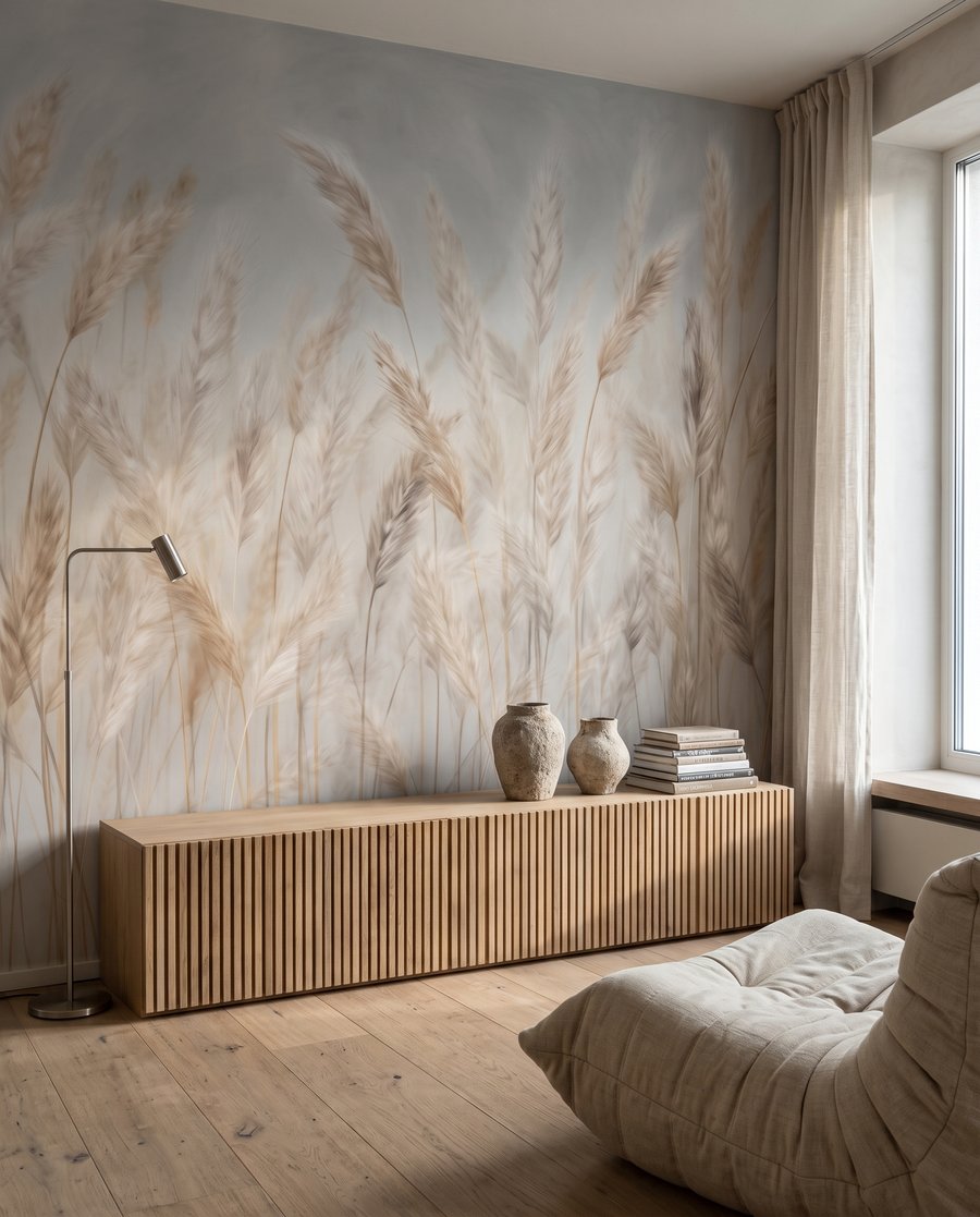 Bleke pluimen naast elkaar in een interieur