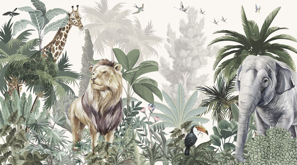 Dieren in een tropisch paradijs — volledig ontwerp