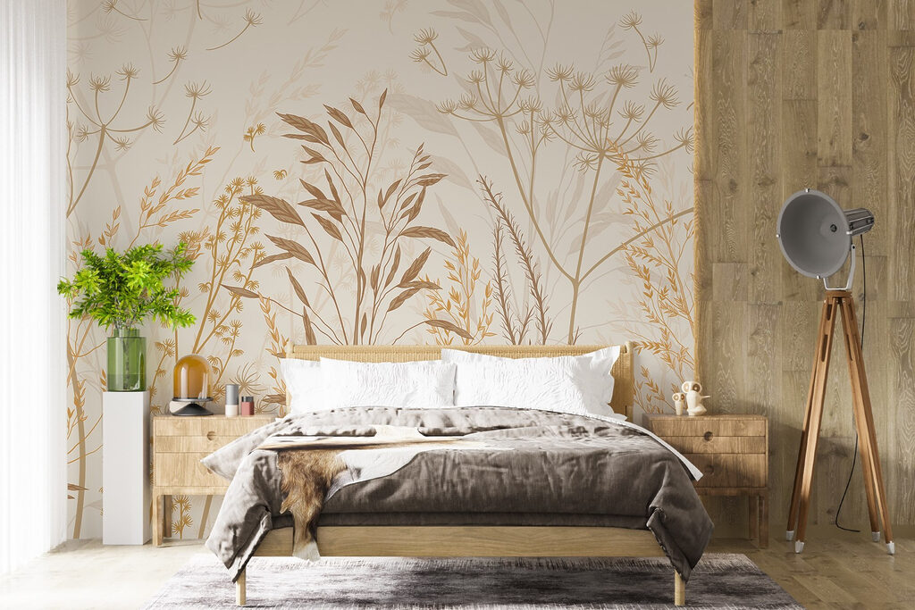 Gouden veldplanten in lijnwerk — interieur 1