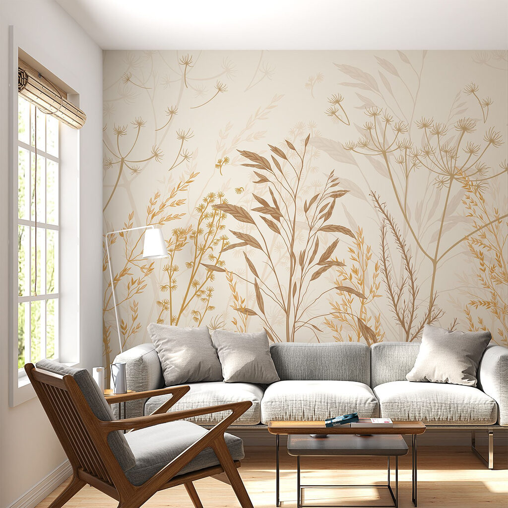 Gouden veldplanten in lijnwerk — interieur 2