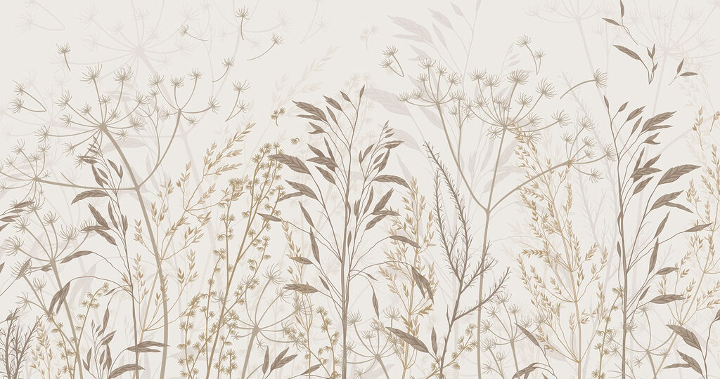 Delicate botanische patronen in neutrale tinten — volledig ontwerp