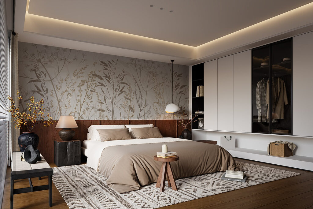 Delicate botanische patronen in neutrale tinten — interieur 1