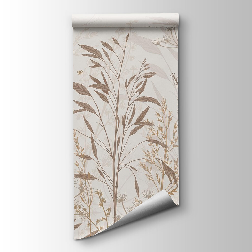 Delicate botanische patronen in neutrale tinten — productweergave