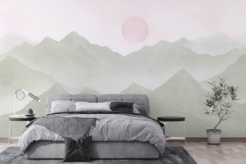 Roze maan boven berglagen — interieur 1
