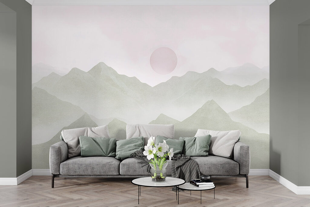 Roze maan boven berglagen — interieur 2