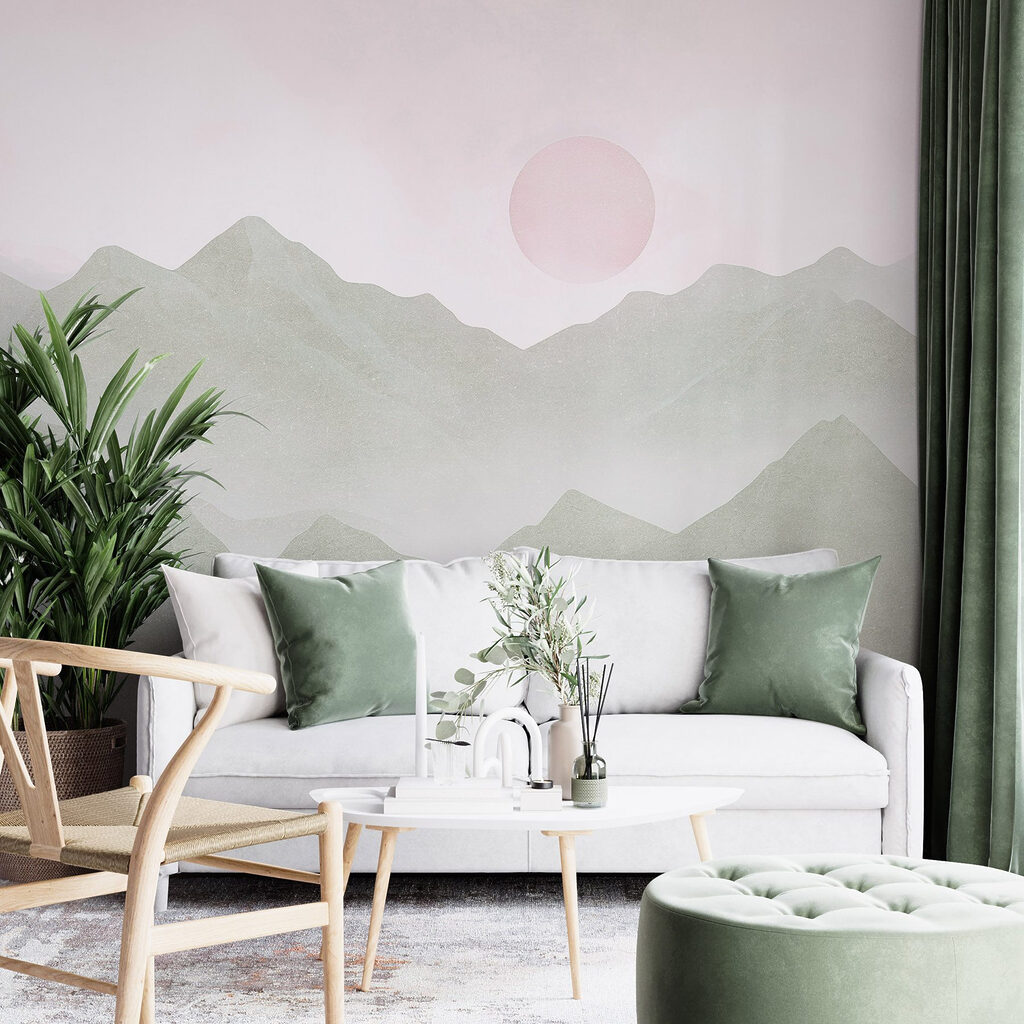 Roze maan boven berglagen — interieur 3