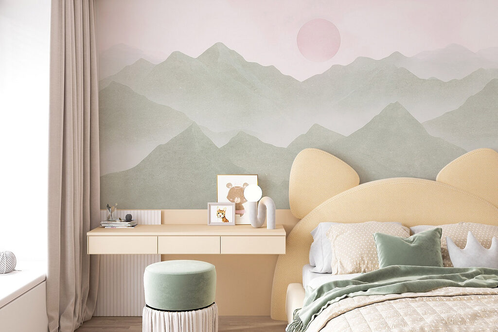 Roze maan boven berglagen — interieur 4