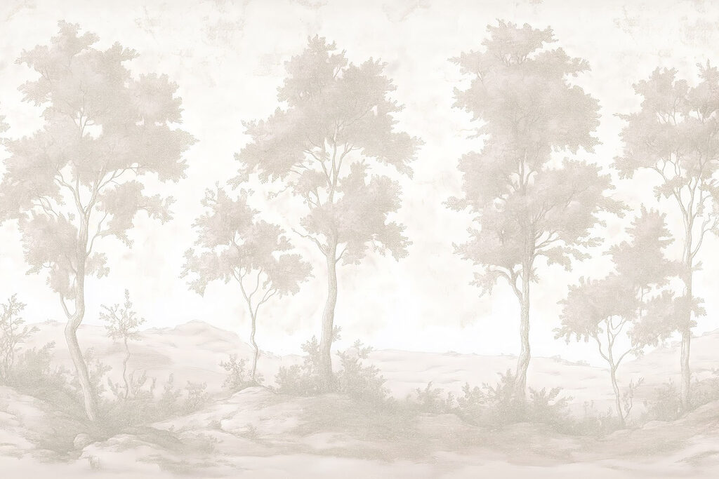 Lichte bomen op rotsgrond — volledig ontwerp