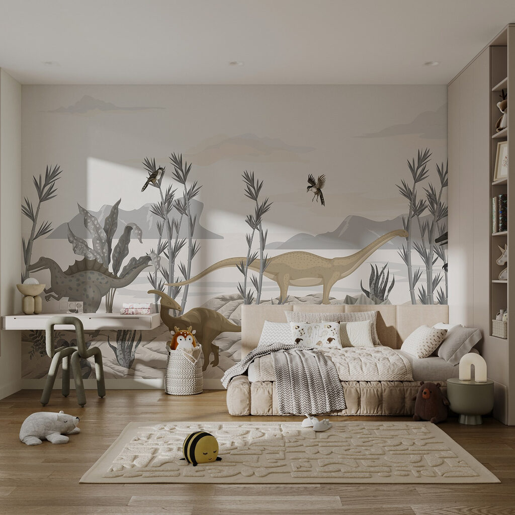 Groep dinosaurussen in een woestijn — interieur 3