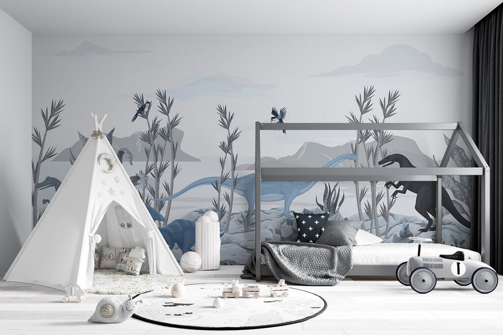 Groep dinosaurussen in een landschap — interieur 2