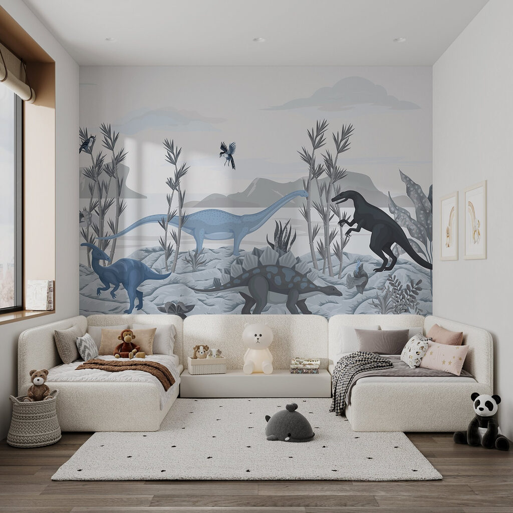 Groep dinosaurussen in een landschap — interieur 3