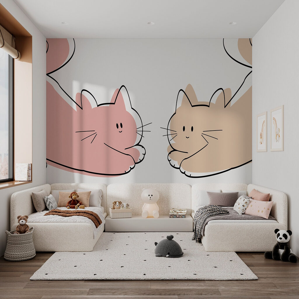 Paar liggende katten — interieur 2