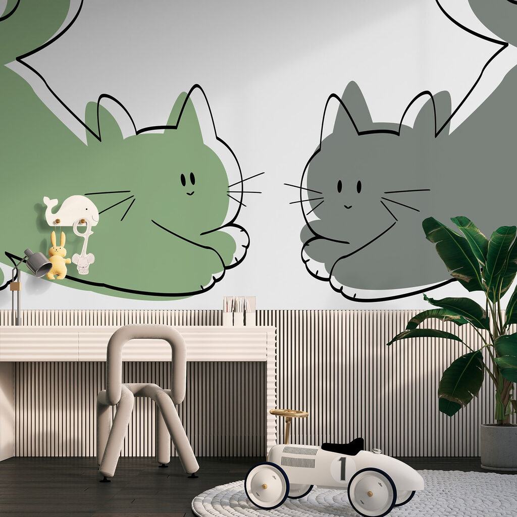Katjes kijken elkaar aan — interieur 1