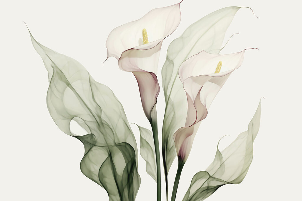 Delicate bloemen in zachte tinten — volledig ontwerp