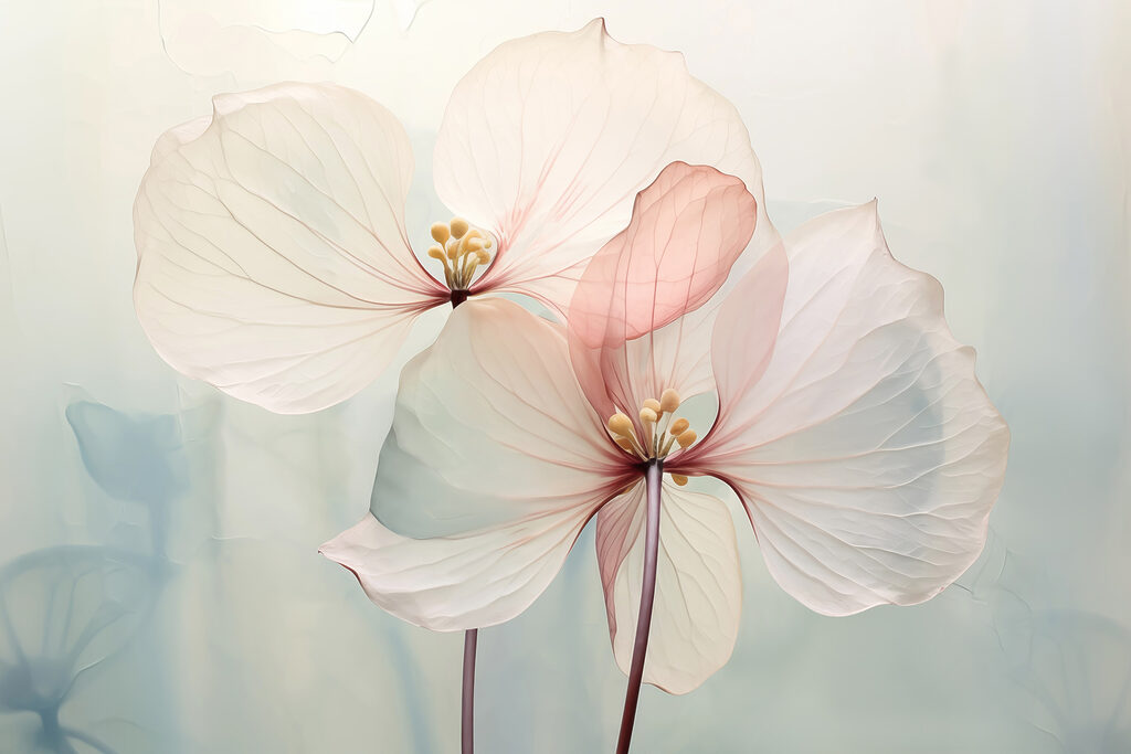 Twee bloemen in pastellicht — volledig ontwerp
