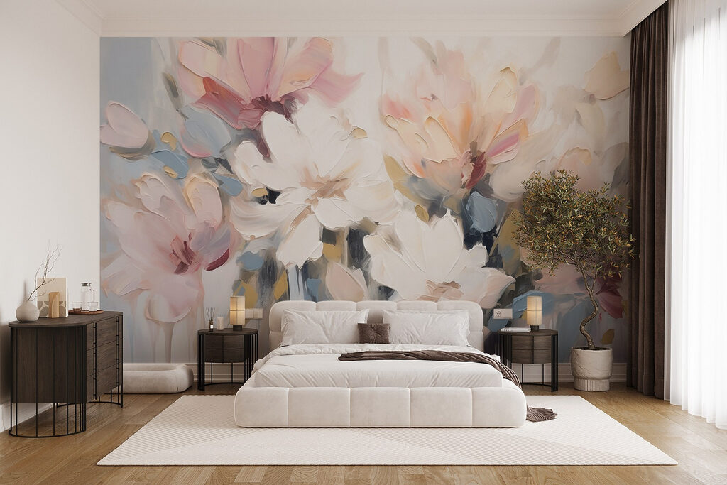 Schilderij van bloemen op een wit oppervlak — interieur 2