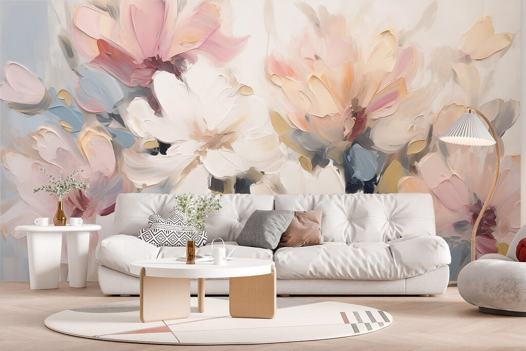 Schilderij van bloemen op een wit oppervlak — interieur 3
