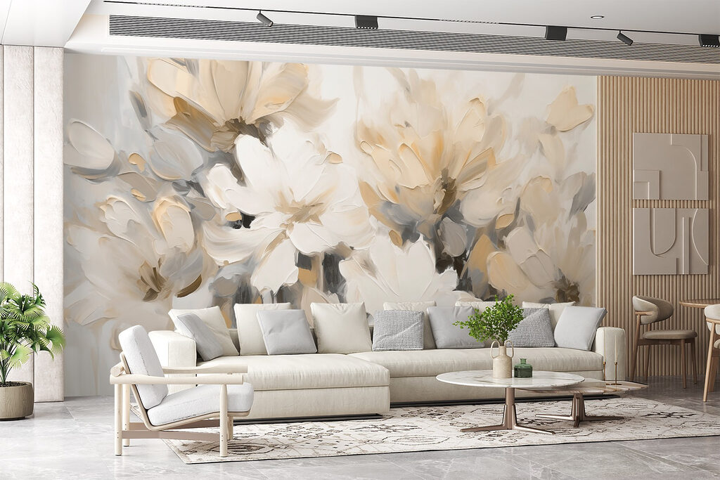 Schilderij van bloemen op een witte achtergrond — interieur 4