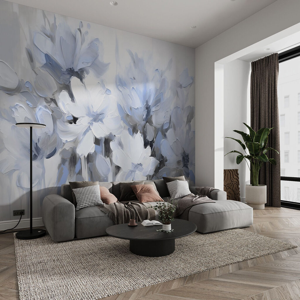 Schilderij van bloemen op een witte achtergrond — interieur 2