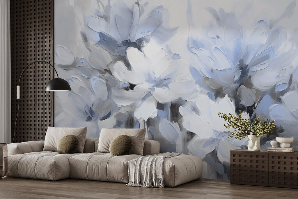 Schilderij van bloemen op een witte achtergrond — interieur 3