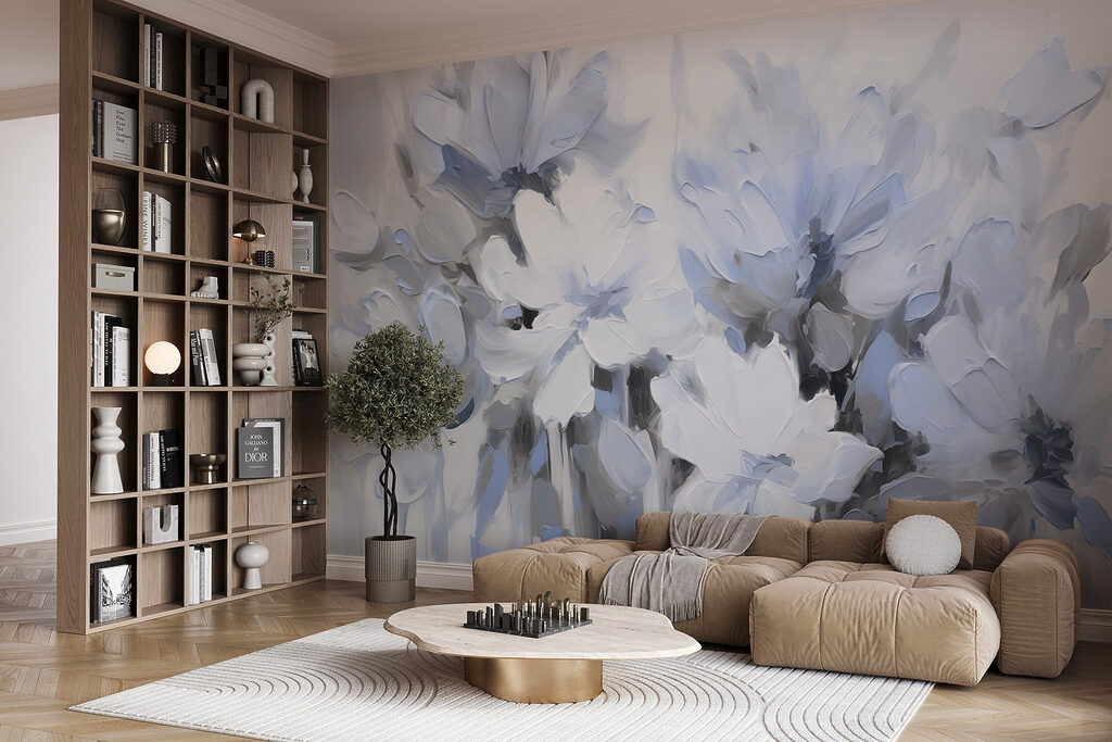 Schilderij van bloemen op een witte achtergrond — interieur 4