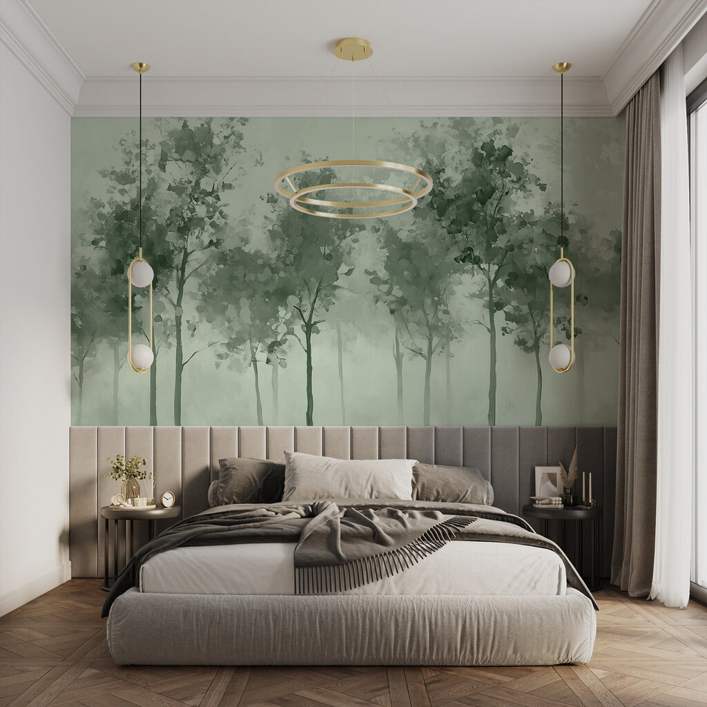 Groep bomen in mist — interieur 1