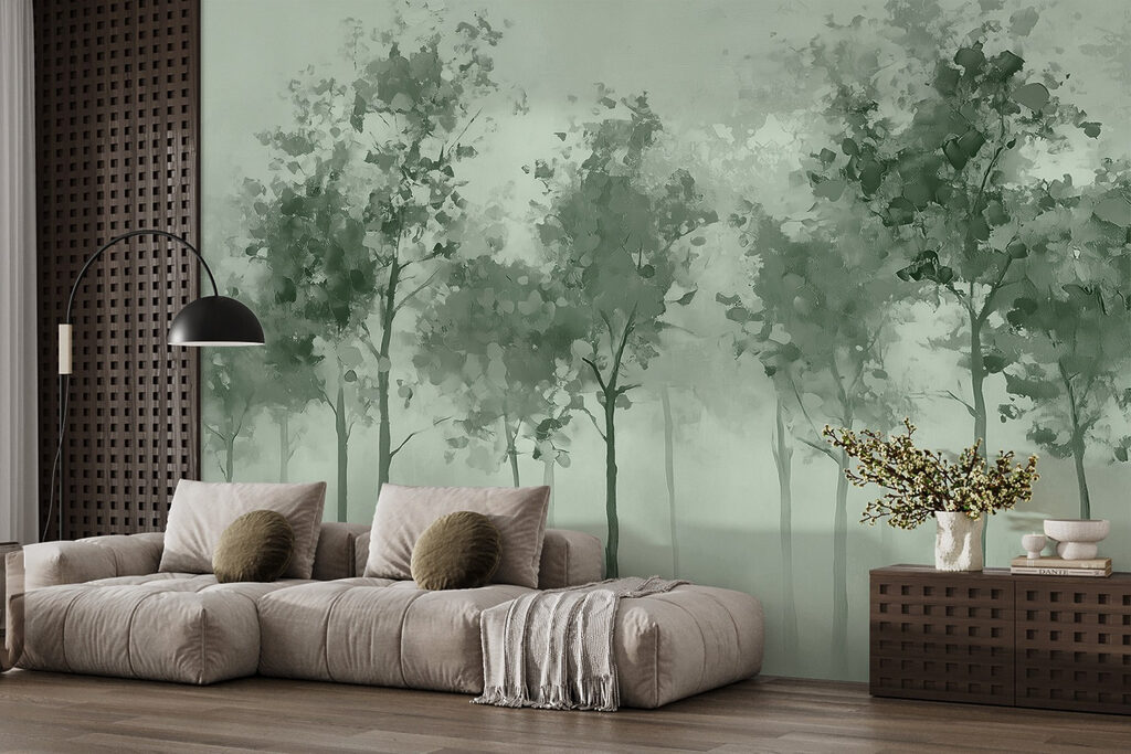 Groep bomen in mist — interieur 3