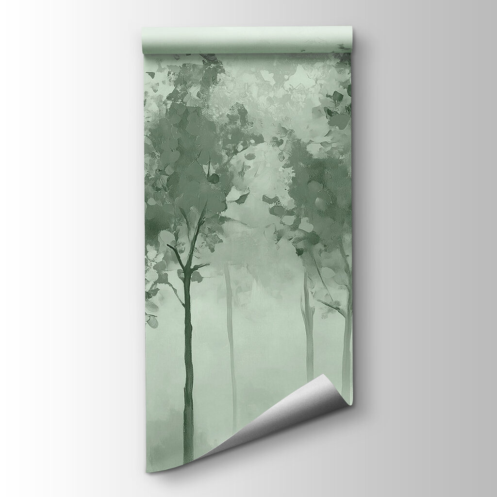 Groep bomen in mist — productweergave