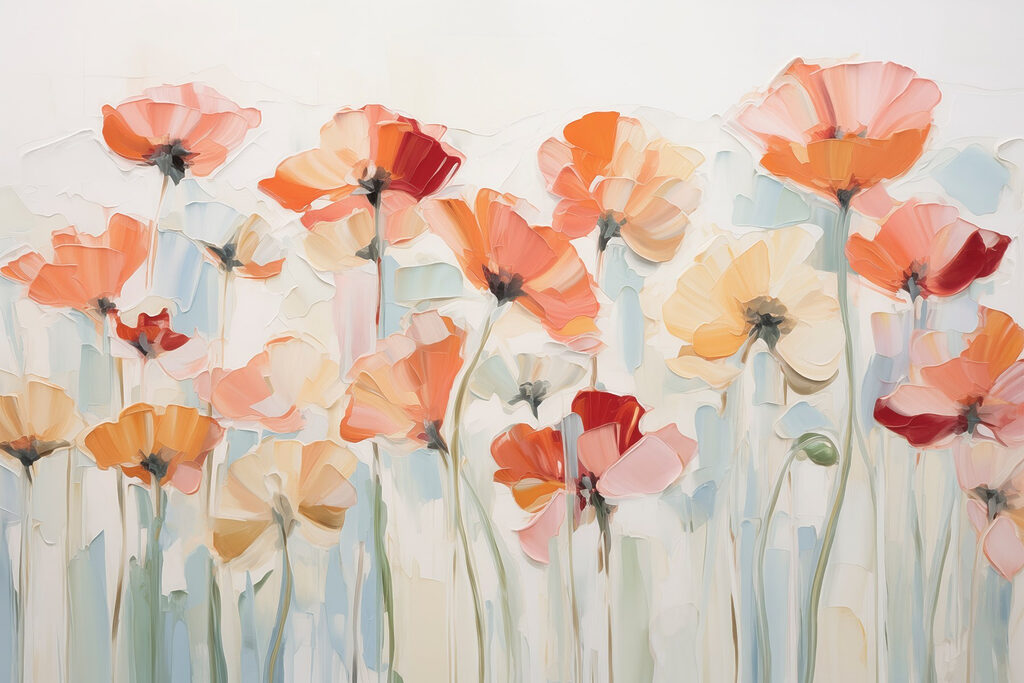 Oranje bloemen op stelen — volledig ontwerp