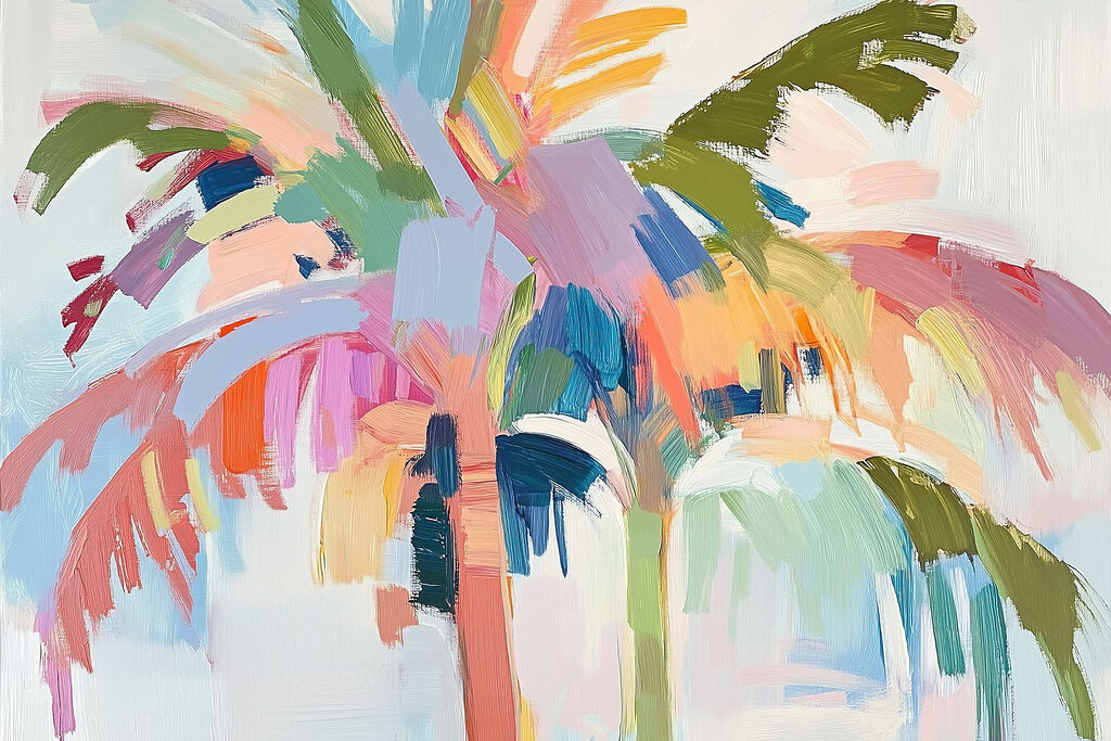 Schilderij van een palmboom — volledig ontwerp