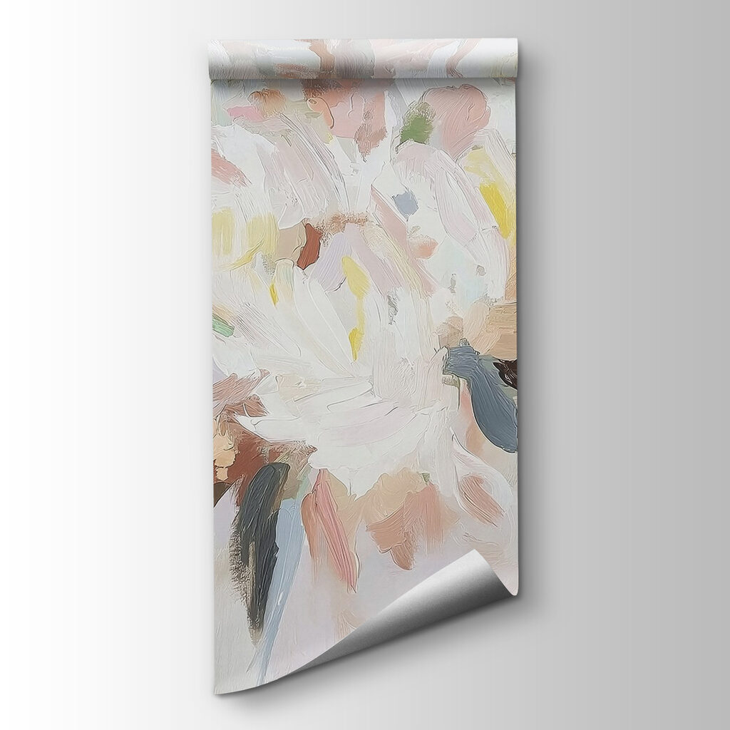 Witte bloemen in verfvlekken — productweergave