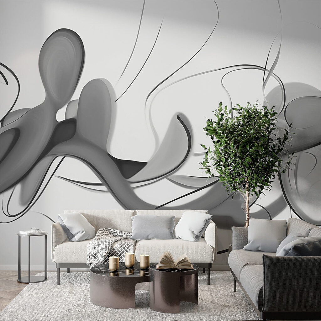 Zwart-wit afbeelding van een wervelend ontwerp — interieur 2
