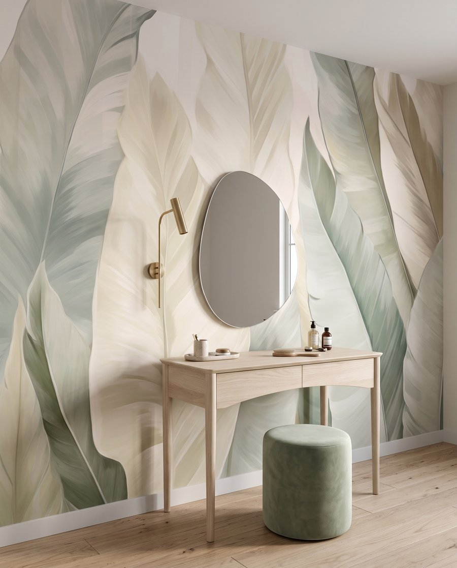 Lichte bladeren langs elkaar in een interieur