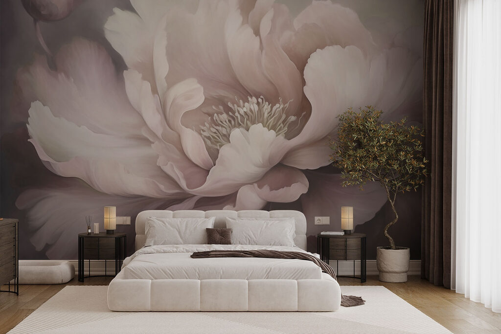 Poederroze bloem tegen schaduw — interieur 2