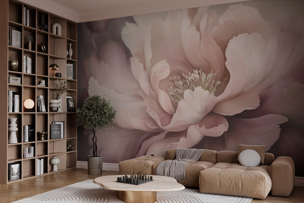 Poederroze bloem tegen schaduw — interieur 3