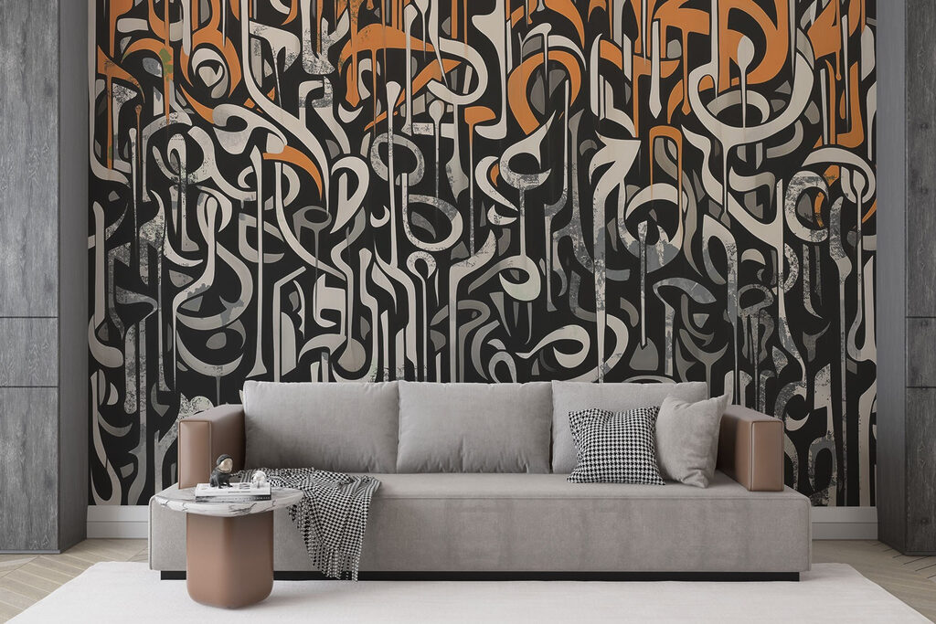 Sierlijke tekens op zwart — interieur 1