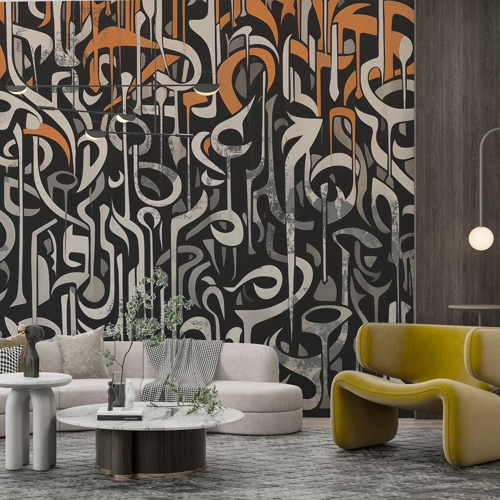 Sierlijke tekens op zwart — interieur 2