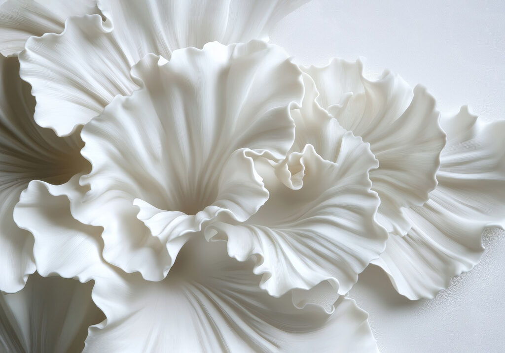 Elegante, witte bloemvormen die met elkaar verweven zijn — volledig ontwerp