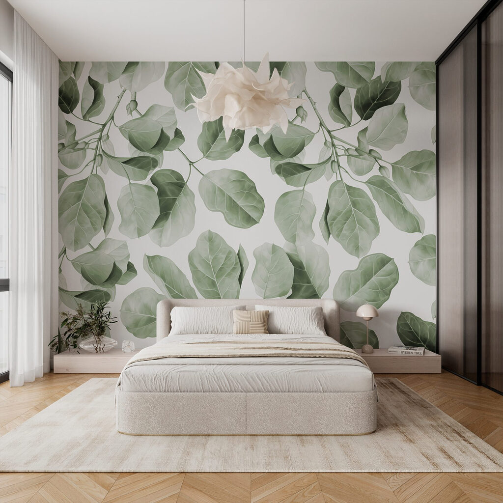 Natuurlijke sereniteit in bladpatronen in een interieur