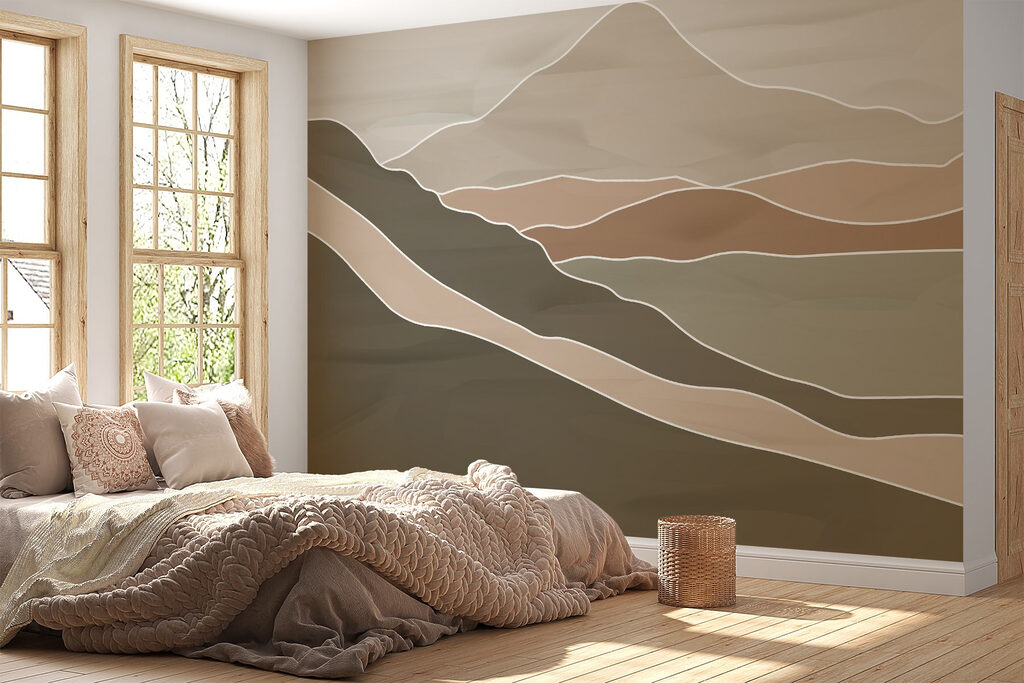 Tekening van een berg in een interieur