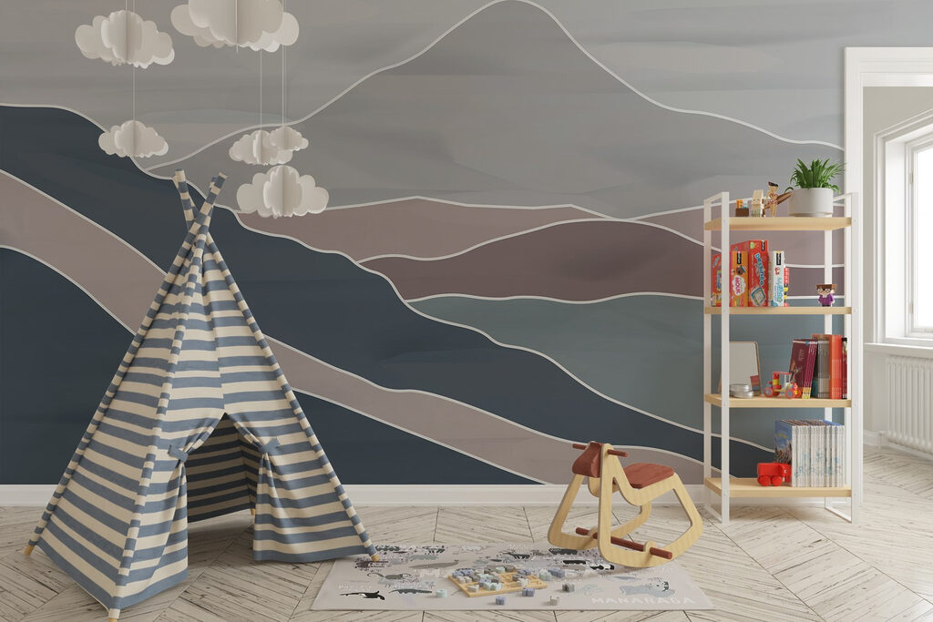 Bergvlakken met witte randlijnen — interieur 2