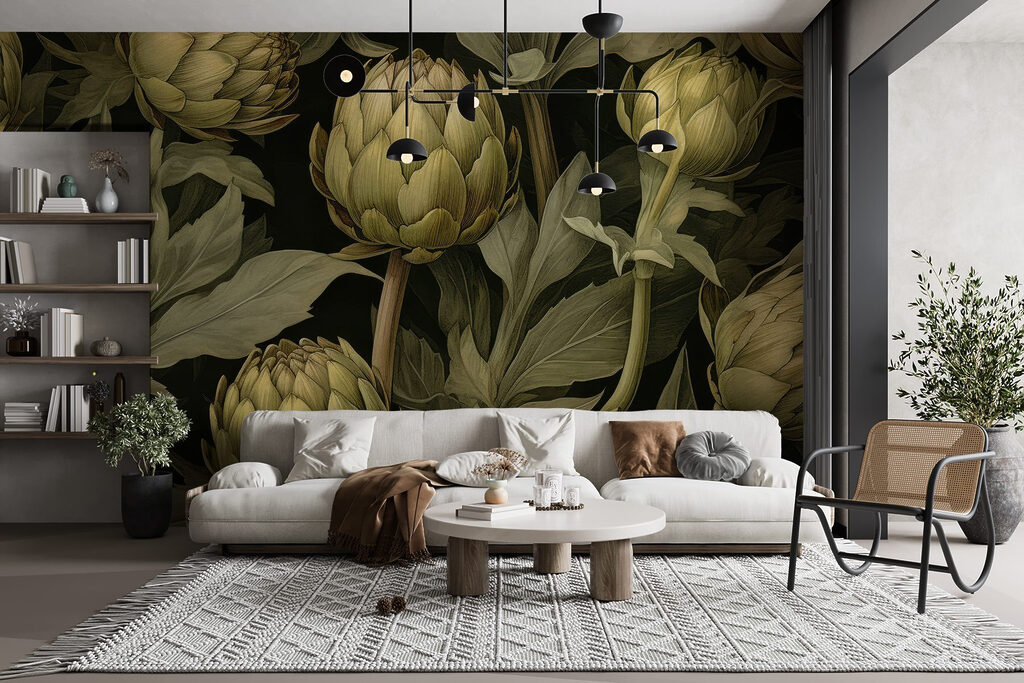 Artisjokken tegen donker loof — interieur 2