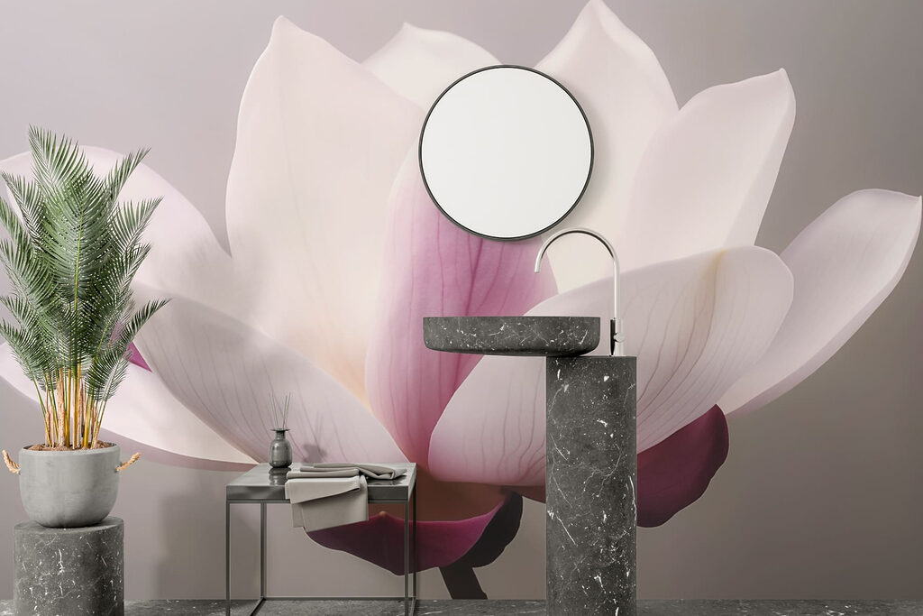Lila hart tussen magnoliablaadjes — interieur 3