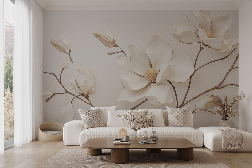 Witte magnolia op twijgen — interieur 1