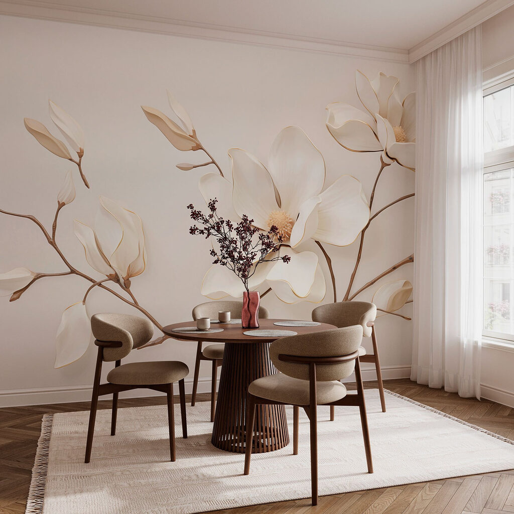 Witte magnolia op twijgen — interieur 2